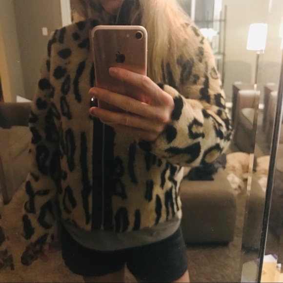 Express leopard print fur leather trim jacket NWT - Picture 11 of 12